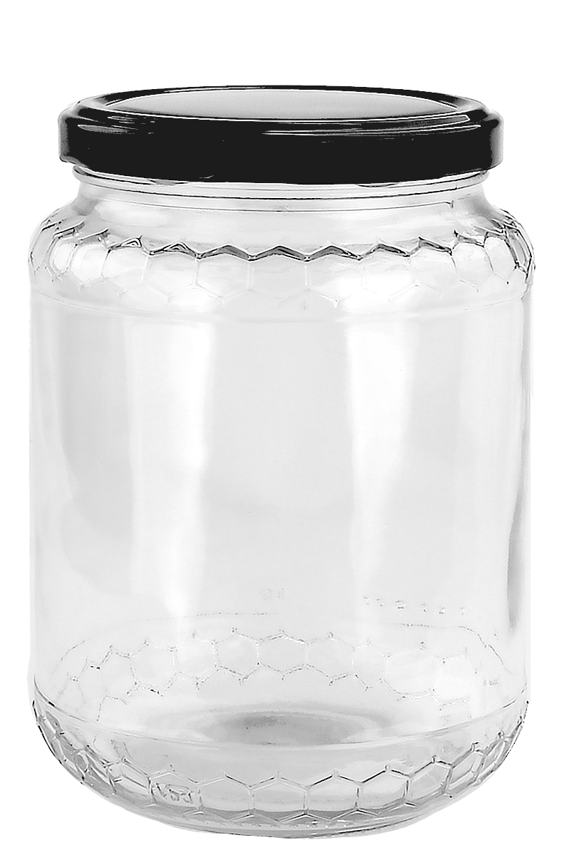 Round Glass Honey Jars - 750ml / 1kg - Honeycomb - Glass Jar with Lids