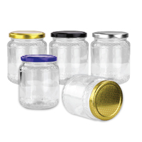 Round Glass Honey Jars - 375ml /500gm - Honeycomb - Glass Jar with Lids